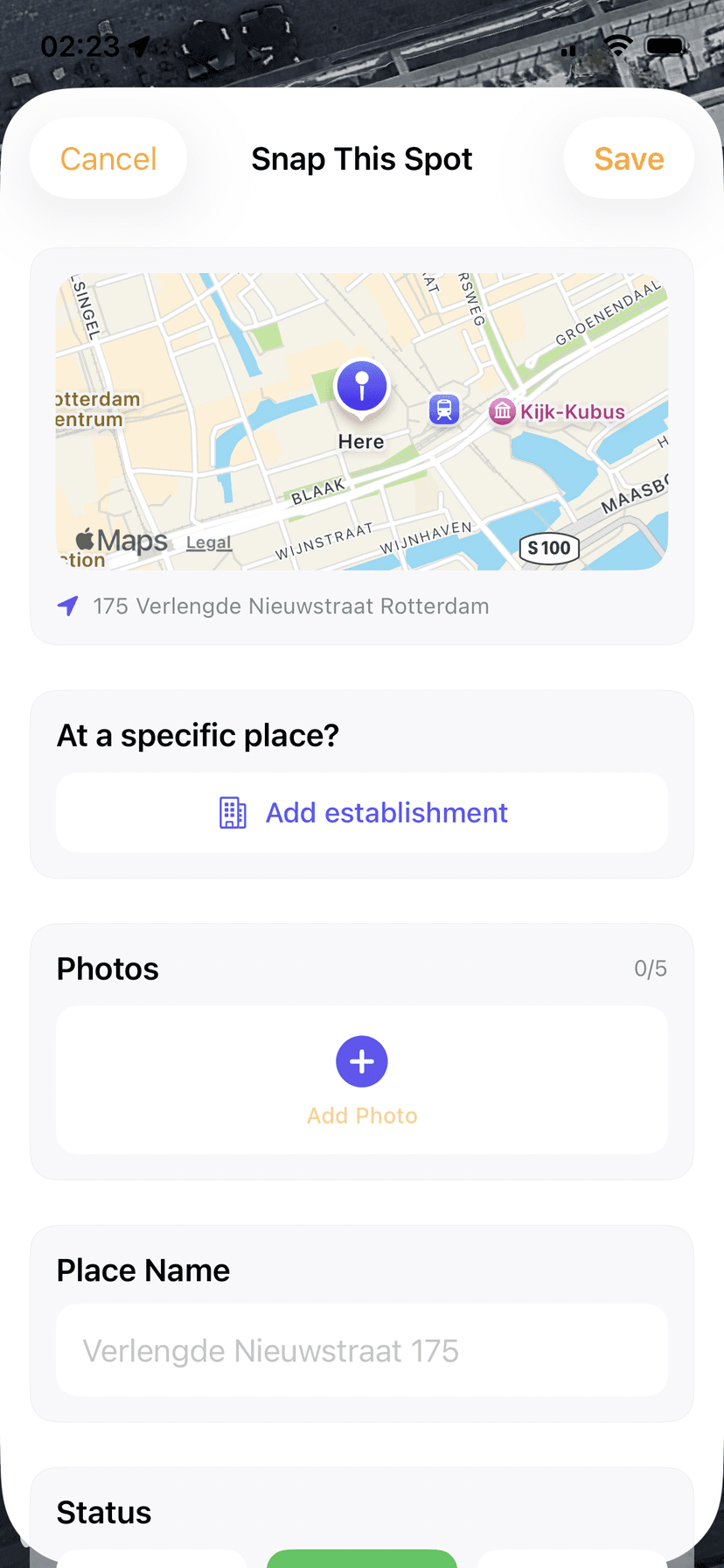 Snapping a place in SnapMap